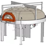 Four à pizza à bois et gaz avec sole rotative et plateaux tournants 2000RBG