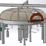 Wood-fired pizza oven 2000R with a rotating floor and rotating trays